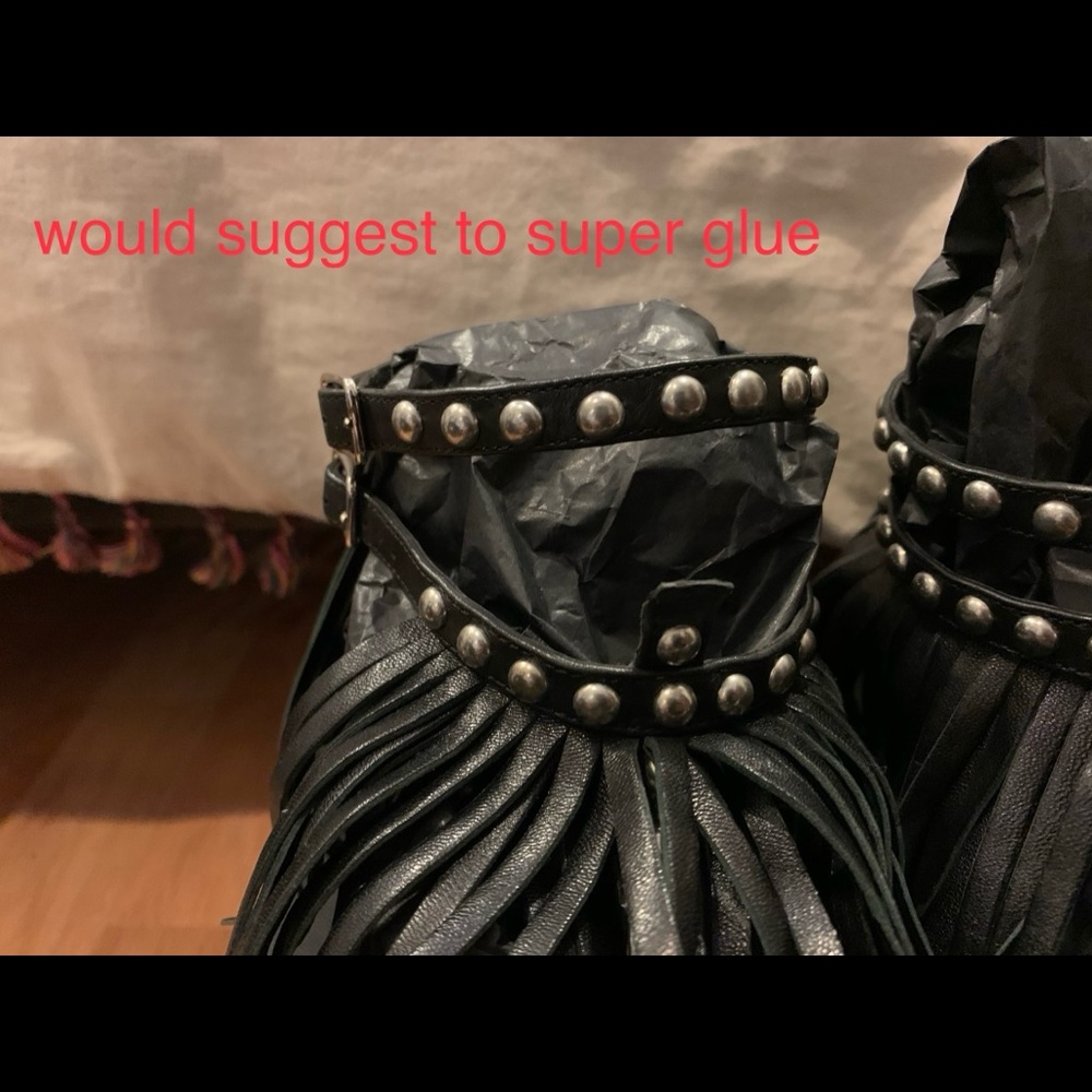 Saint Laurent Black Fringe Sandals sz 39 / 8.5 9 - Picture 3 of 10